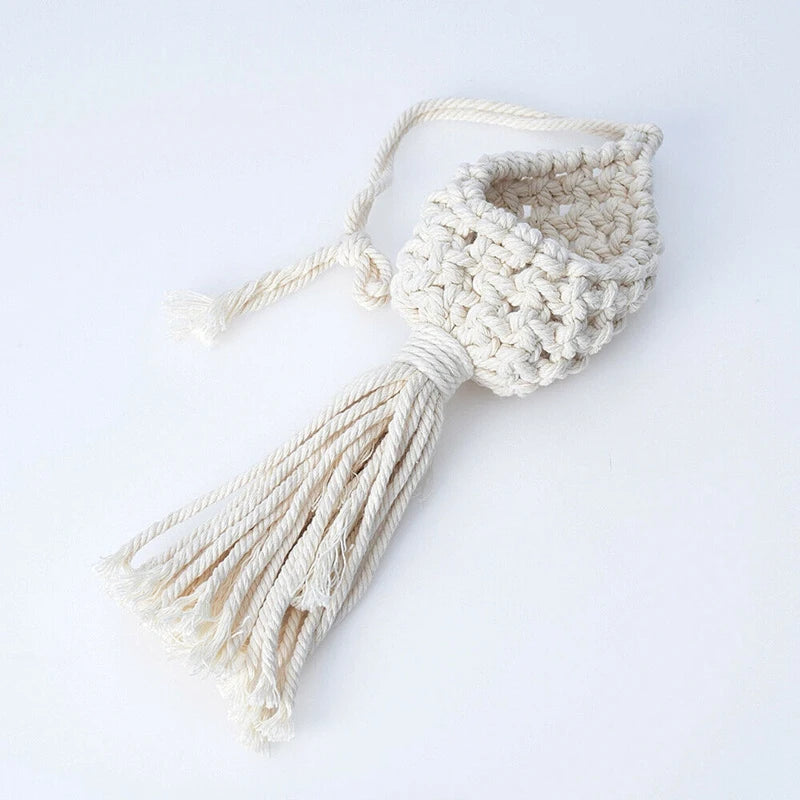 LUDA Boho Macrame Air Plant Hanger Tillandsia Hanging Basket Rope Holder Flower Home Decor