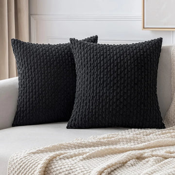1pc 45x45CM Black White Super Soft Corduroy Decorative Throw Pillows Couch Home Decor for Cushion Sofa Bedroom Living Room Bed