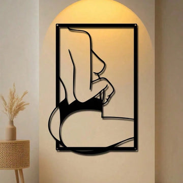 1pc Modern Metal Wall Art Female Line Drawing Abstract Hanging Decor for Farmhouse Bathroom Home Decoration Black
