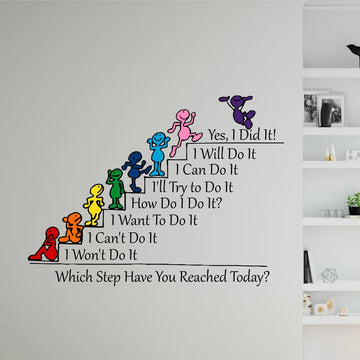 Which Step Have You Reached Today Motivation Quote Wall Decal Team Building Quotes School Class Rooms Wall Stickers Office