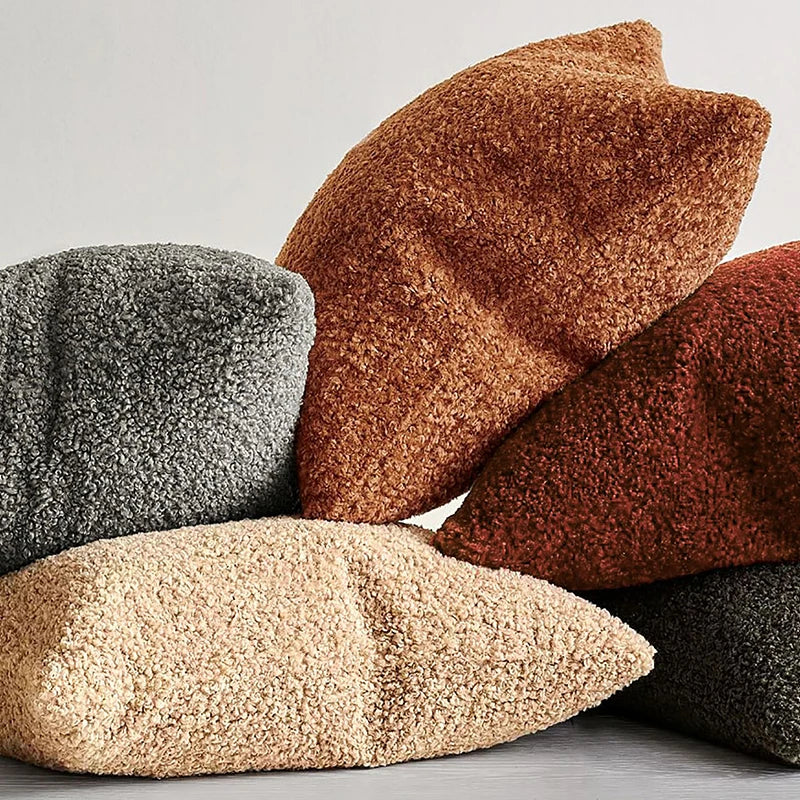 Polyester Teddy Boucle Throw Pillows Throw Pillow Case 45*45 Decorative Pillows For Sofa For Living Room Decorative Cojines