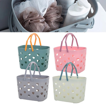 1pc Plastic Shower Caddys Basket Bathroom Organizer With Handle Hollow Out Caddys Bathroom Toiletries Storage Basket