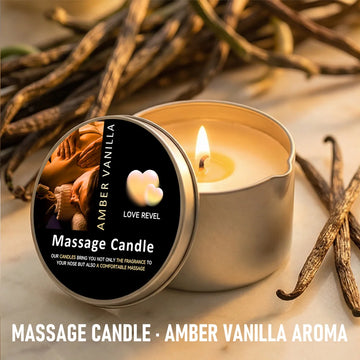 Massage Oil Candle Amber Vanilla 2oz Aromatherapy Candle with Soy Wax Moisturizing Christmas Home Decoration Candle Holders Gift
