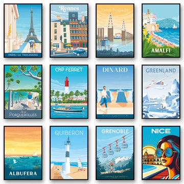 Europe Travel Summer Winter Nice France Lisbon Monaco Posters Canvas Printing Wall Art Pictures for Living Room Decor No Frame