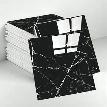 3/8/15pcs Black Faux Ceramic Tile, Waterproof Self-Adhesive Wall Sticker For Home Renovation, Room Decor, Kitchen
