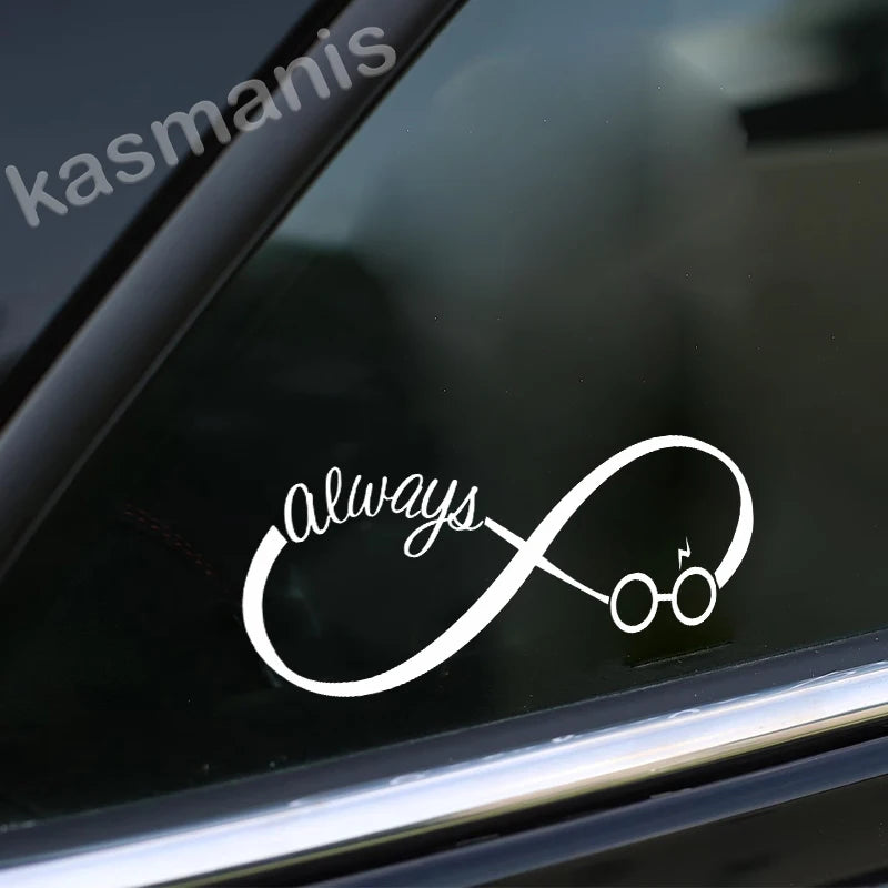 Harry Potter Cool Vinyl Art Sticker Car Window Decor, Minimalist Always Infinity Symbols Waterproof Decals For Laptop Decoration
