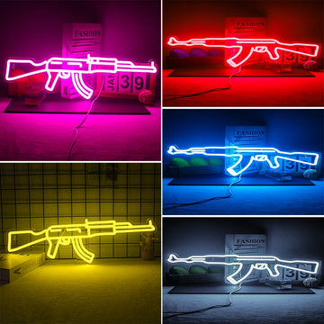  AK 47 Super Cool Gun LED Room Wall Decor USB Powered With Switch Hanging Acrylic For Gaming Lighting Game Room Bedroom Decor 