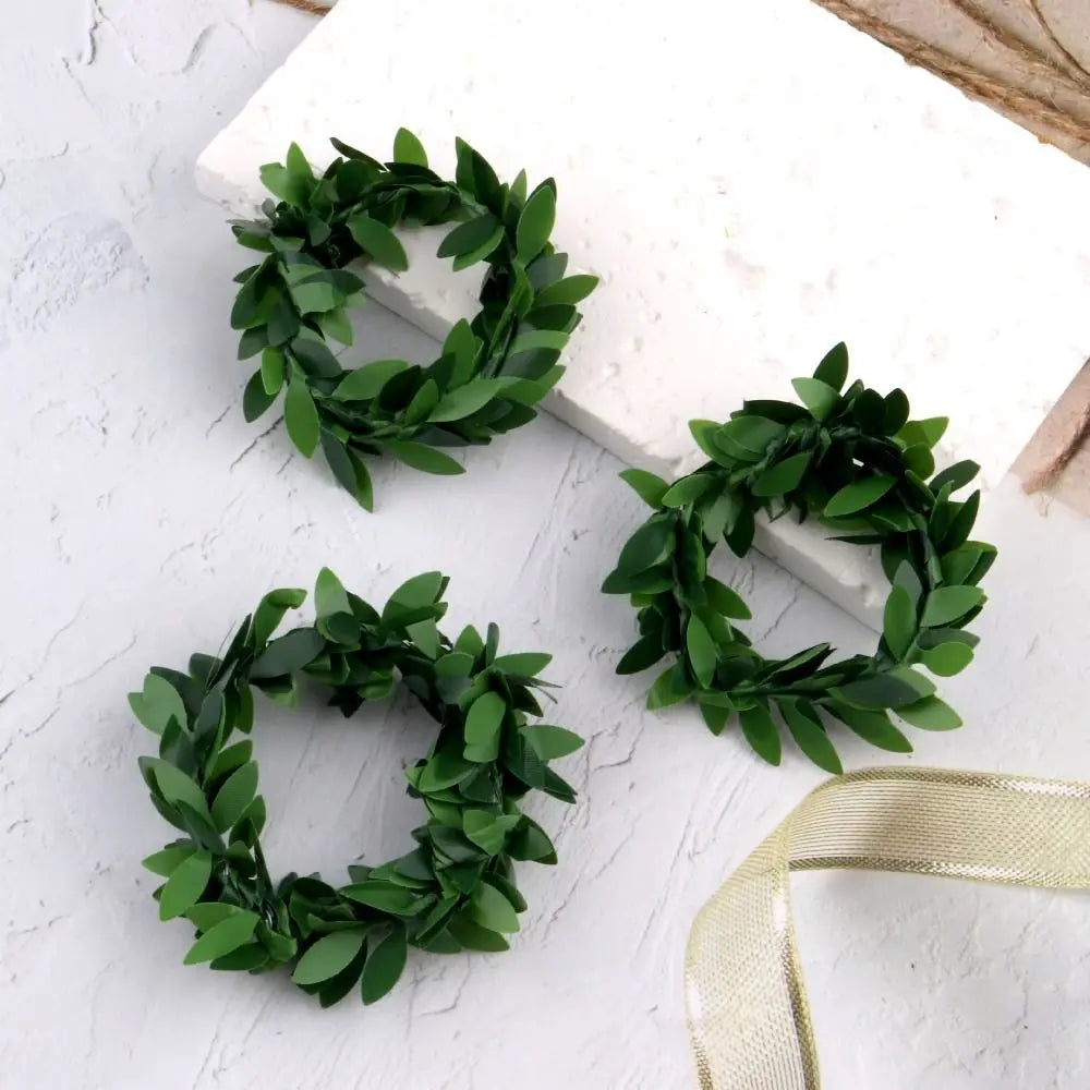 10 Pcs Plastic Green Leaf Rattan Shaped Napkin Ring Woven Handmade Napkin Ring For Restaurant Wedding Table Decoration