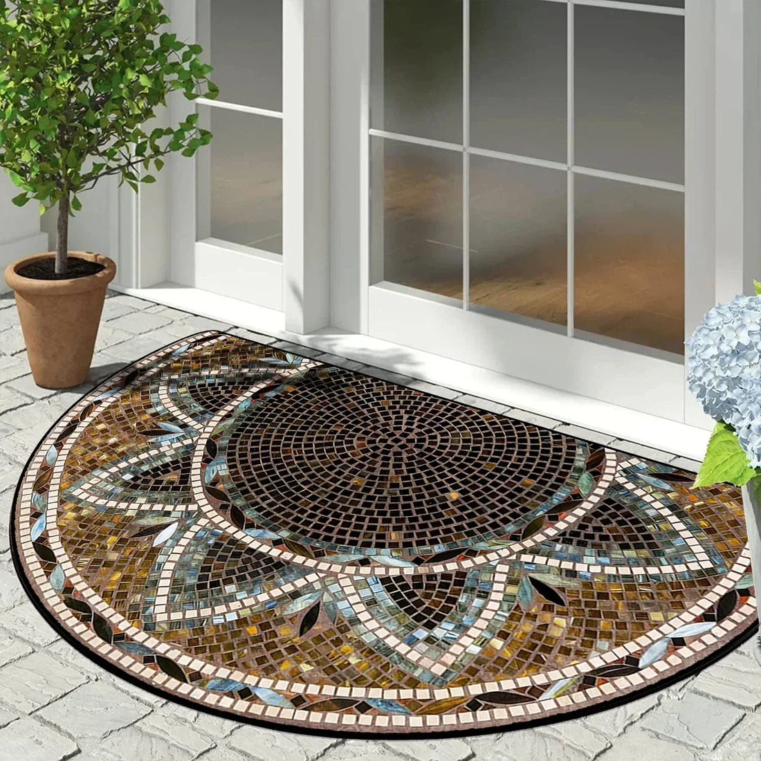 VIKAMA Summer American-style Retro Anti-slip Entrance Door Mat, Wear-resistant Entrance Hall Absorbent Carpet, Home Decoration