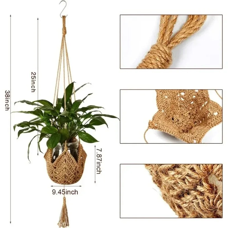 1/2Pcs Pot Planter Hanger Wall Decor Courtyard Garden Hanging Planter Hanging Basket Plant Handmade Macrame Plant Hanger Flower