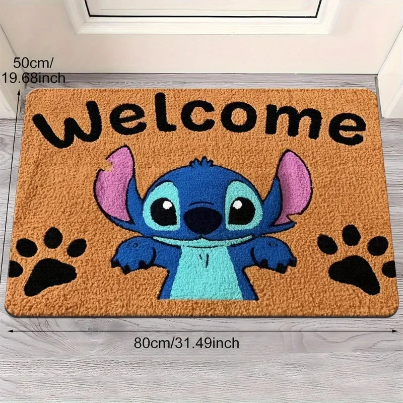MINISO Disney Doormats Stitch 2D FLAT Welcome Outdoor Rugs Floor Mat Living Room Bedroom Carpet Kitchen Corridor Bathroom Mats