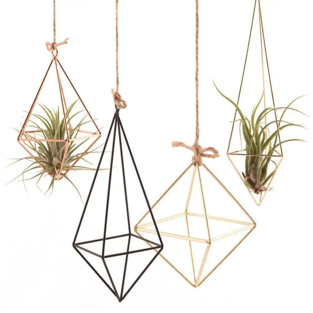 Iron Geometric Macrame Pot Pocket Wall Boho Courtyard Home Decor Gardening Green Plant Hanging Stand Air Plant Holder Home Decor