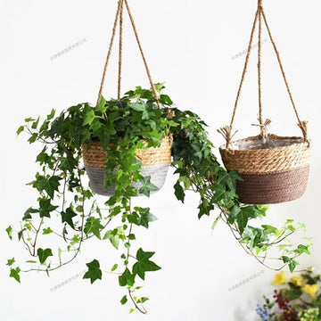 Hanging Planter Basket with Jute Rope Seagrass Hanging Planter Basket Woven Hanging Plant Pot for Indoor Outdoor Home Decor