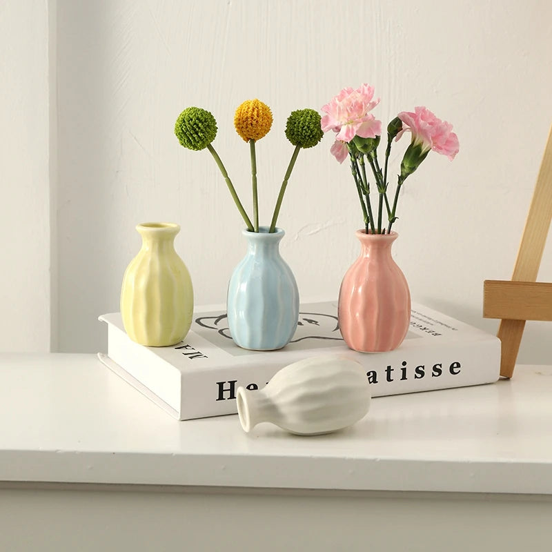 Candy Color Ceramic Vase Small Nordic Flower Bottle Mini Flower Plant Bottle Pots Ceramics Vases Hydroponic Plant Supplies