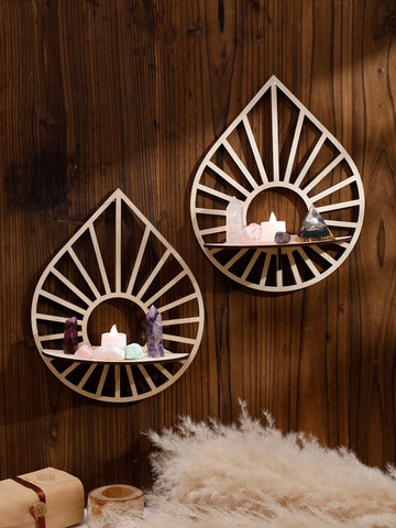 Wood Wall Shelf Floating Wall Shelf Holder Crystal Shelf Display   Boho Home Decoration Wall Mounted Shelf For Living Room Gift