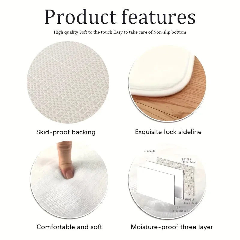 VIKAMA Facecloth Round Carpet Soundproof Anti-Slip Soft And Cozy Door Mat Bathroom Bathroom Entry Door Mat Home Decoration