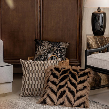 45X45CM Brown Plush Throw Pillow Cover Geometric Pattern Stamping Waist Cushion Cover Decor Home Decorative Pillowcase