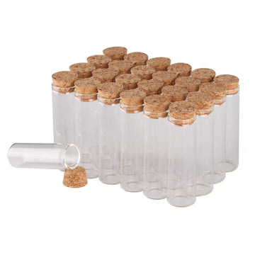 24pcs/lot 5ml 7ml 10ml 14ml 18ml 20ml 25ml 30ml Glass Test Tube with Cork Stopper Message Bottles Jars Vials Gift Art DIY Crafts
