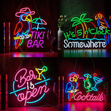 Parrot Neon Sign Led Dimmable Palm Tree Sun Neon Light Wall Hanging Decor for Man Cave Bar Beer Garage USB Powered Neon Art Sign