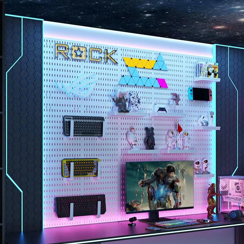 Wall Storage Decorative Boards,pegboard Wall Organizer For Game Room,kitchen Storage Rack Organizer Perforated Board Accessories
