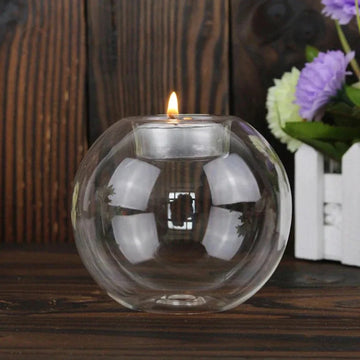 European Style Round Glass Candle Holder for Christmas, Wedding & Table Centerpiece Decor