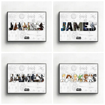 Personalized Space Wars Name Word Art Print Sci-Fi Character Poster Canvas Painting Wall Art Gift Home Decor