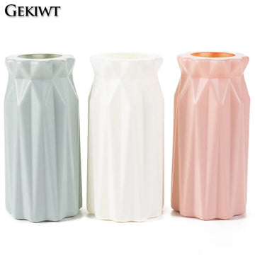 Plastic Dried Flower Vase with Minimalist Geometry Plastic Flower Pot Living Room Small and Fresh Flower Arrangement Decoration