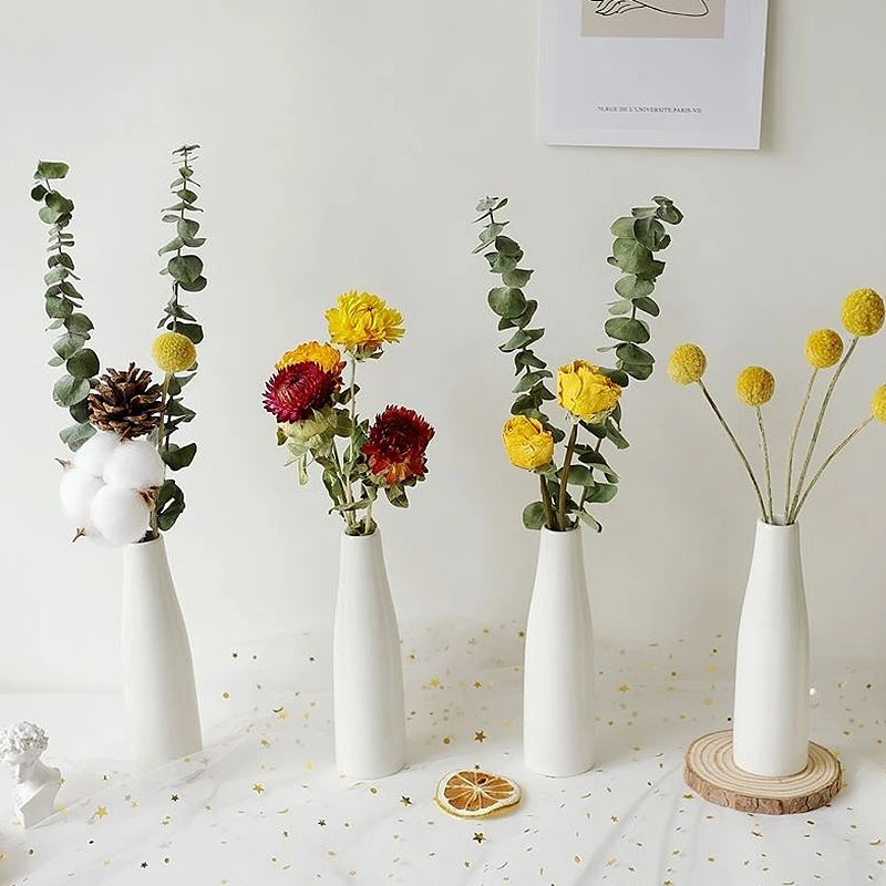 INS Ceramic Flower Vase Mini Nordic Flower Bottle Flowers Arrangement Pot for Home Office Ornaments Dining Room Wedding Decor