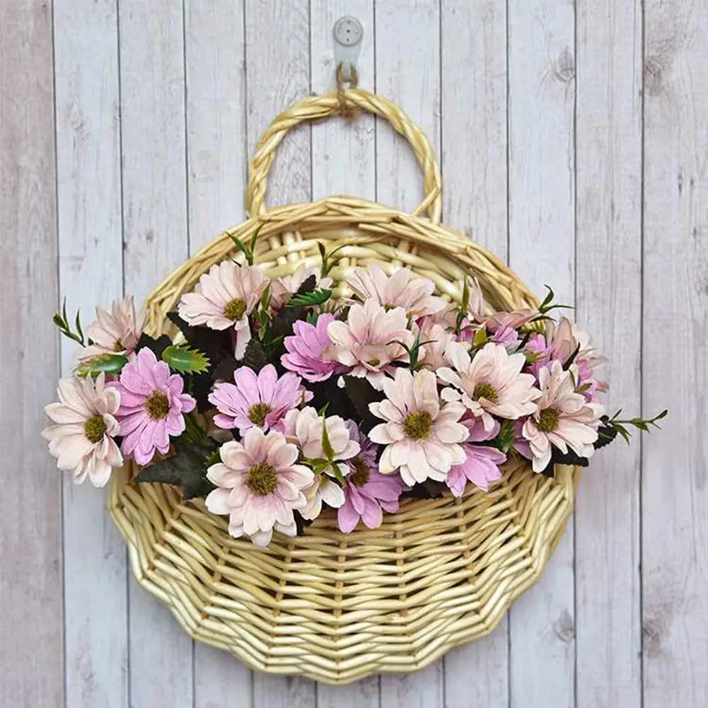 Practical Pot Plants Holder Pastoral Flower Hanging Handmade Rattan Florist Breathable Planter Flower Basket Woven L8Q7