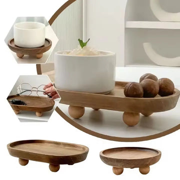 1pc Multi-functional Wooden Tray, Suitable for Aromatherapy, Key Storage, Etc. - Elliptical Design