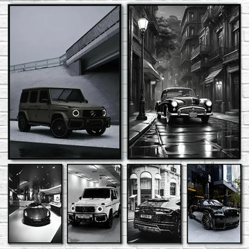 1PC Black And White Luxury Car Art Poster Poster Paper Print Home Living Room Bedroom Entrance Bar Cafe Art Painting Decoration