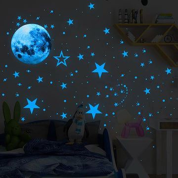 435Pcs Luminous Wall Stickers 3D Green Blue Pink Star Moon Sticker for Kids Bedroom Wall Sticker Home Decoration