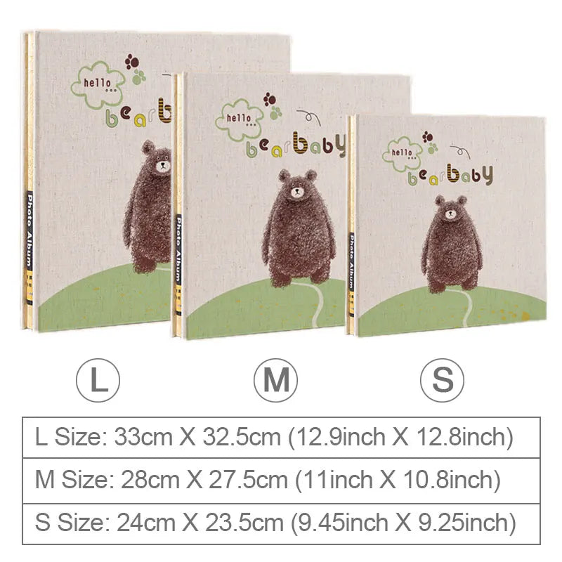 Fabric Frame Cover Photo Album 40 Page Linen Hardcover Magnetic Scrapbook Burlap Cover for DIY Anniversary Bear Baby Memory Book