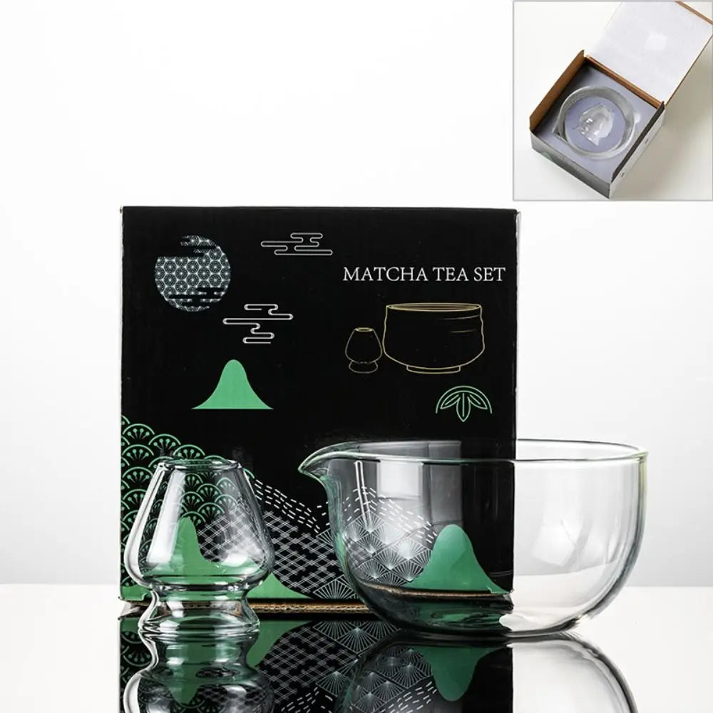 New Textured Matcha Bowl with Pouring Spout Reusable Matcha Making Kit Glass Japanese Tea Set Tea Lovers