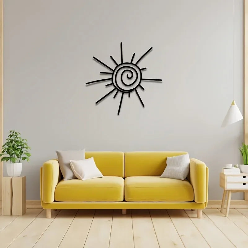 1pc Large Chic Metal Sun Wall Art - Transverse Orientation, Beachy Decor, Exterior Wall Hanging, Durable Metal Material