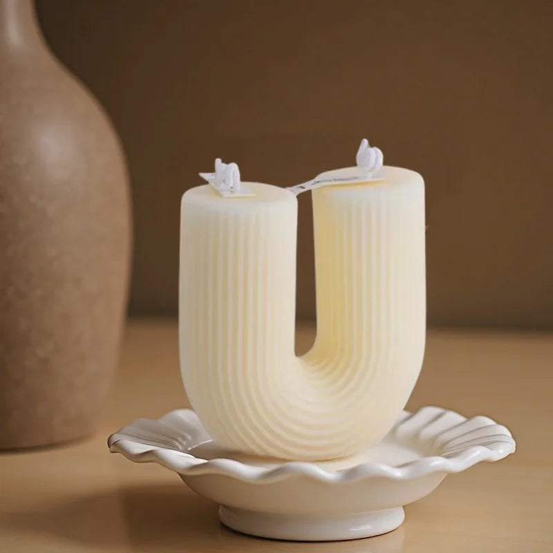 U Shaped Candle Scented Candles Ribbed Aesthetic Home Decorative Candles Smokeless Personalized Candles Guest Gift Lot
