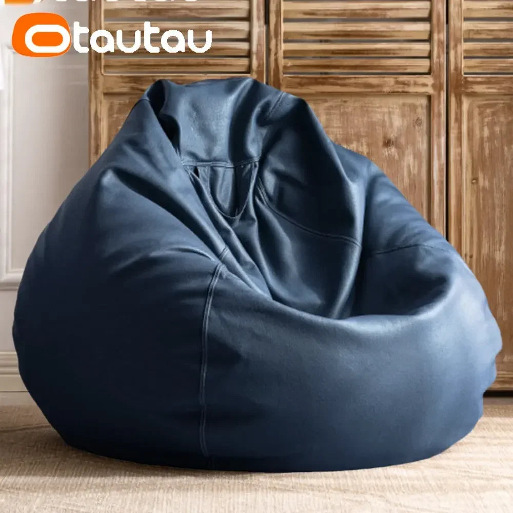 OTAUTAU 2.3ft 70cm Faux Leather Bean Bag Sofas with Filler Comfy Beanbag Sofa Puff Floor Seat Chaise Lounge Pouf Chair DD004