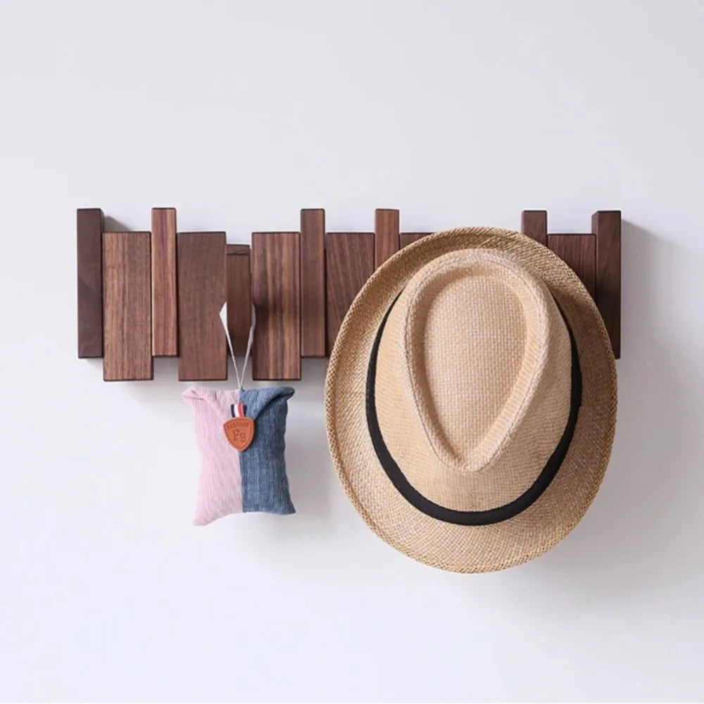 Creative Wall Mounted Wood Coat Racks Piano Key Shaped with 8 Hooks Hats Organizer Art Entry Door Porch Hanging Hook Home Decor