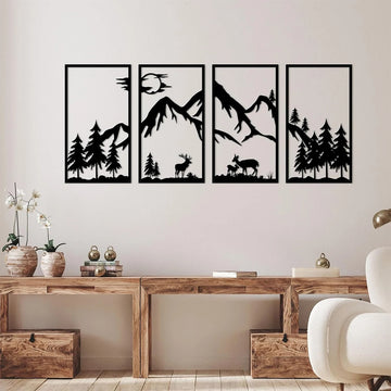 Boho Woodland Animals Sunset Ink Wall Sticker Vinyl Decal Mural Waterproof Office Corridor Hallway Living Room Bedroom Decor