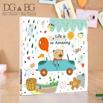 Self-Adhesive Photo  Album Dust-Free air-Free Glue Free and Waterproof Hand Made DIY Albums Life is Amanzing Bear drving the car
