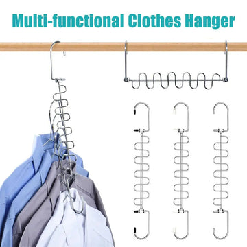 Multi-functional Clothes Hanger 360 Degree Swivel Hook 12 Clothes Hangers Pants Tie Storage Shelf Space Saving Closet Storage