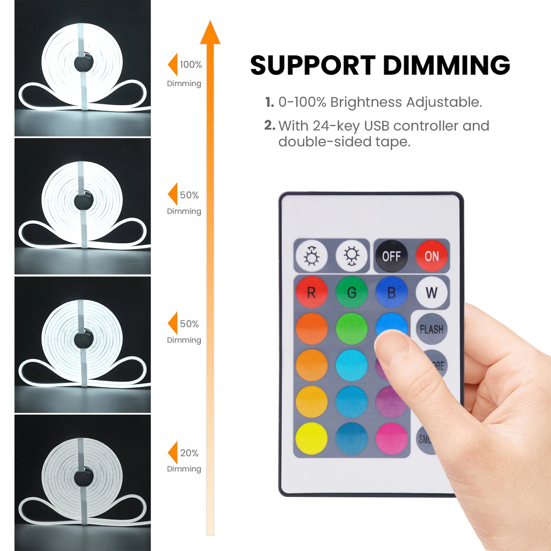 5V USB RGB LED Neon Strip Lights With Remote Control 1M 2M 3M 5M Flexible Silicone Ribbon Adhesive Tape For Outdoor Home Decor