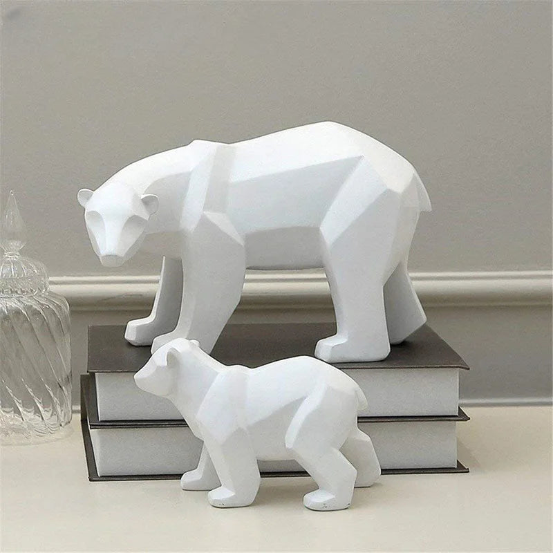 Home Decor Creative Geometric Resin Polar Bear Statue Fashion Desktop Ornament Modern Abstract Animals Interior Decorating Gift