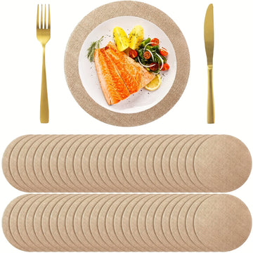 6pcs 12 Inches Bohemian Country Round Placemats Heat Resistant Jute Table Mat Rustic Table Decoration Wedding Dinner Supply
