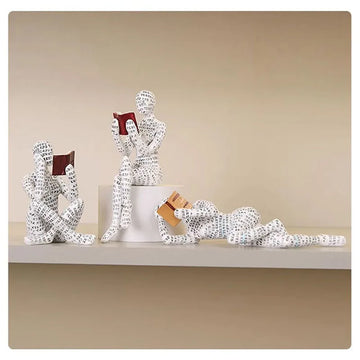 Reading Woman Ornament  Abstract Letter Print Statue Art Craft for Bookshelf Home Living Room Office Cafe Decor Room Tabletop