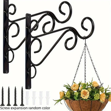 2pcs Outdoor Hanging Plant Stand, Wall Iron Hook, Outdoor Flower Pot Hook Decoration, Wall Mounted Hooks Wall Planter Pendant,