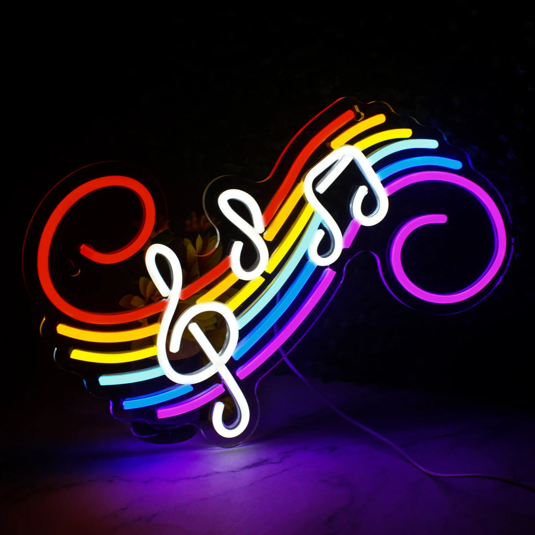 Staff Color Notes Neon Led Sign Live Music Led Light Dimmable Room Decoration For Music Bar Kid's Room Music Studio Wall Decor