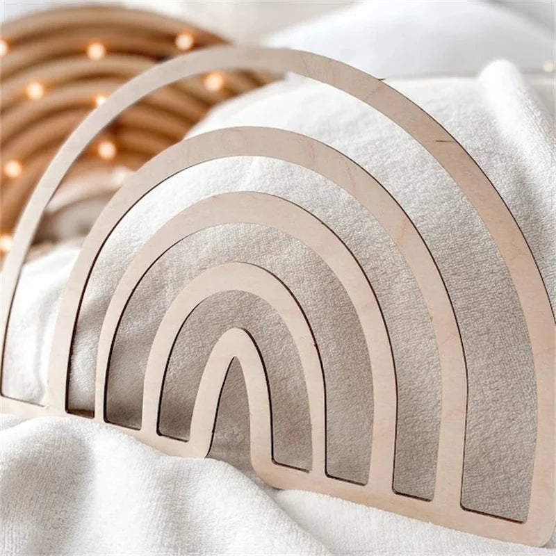 Ins Nordic Style Wooden Rainbow Wood Wall Art Decoration, Home Living Room Wall Hanging Decoration