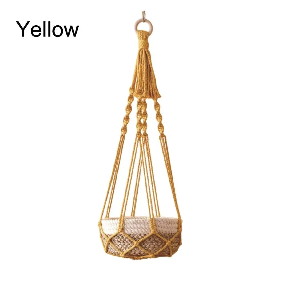 for Indoor Living Room Balcony Macrame Plant Hangers Handmade Beige Color Hanging Basket Garden Plant Pot Holder Decor