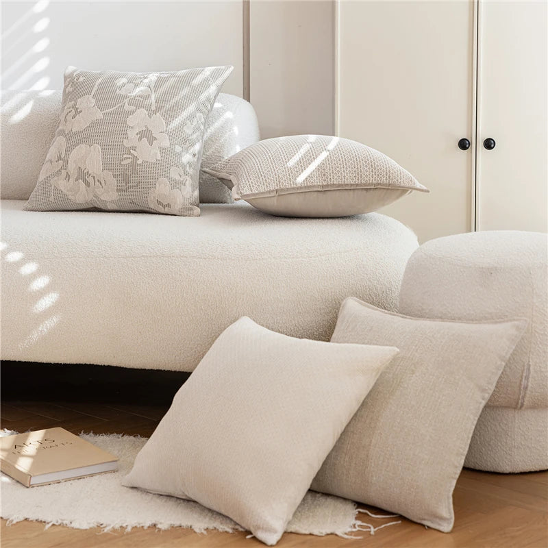 45X45CM Nordic Simple Throw Pillow Cover Light Brown Jacquard Stamping Waist Cushion Cover Decor Home Decorative Pillowcase